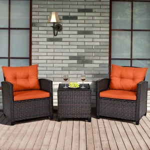 3 PCS Patio Rattan Furniture Set